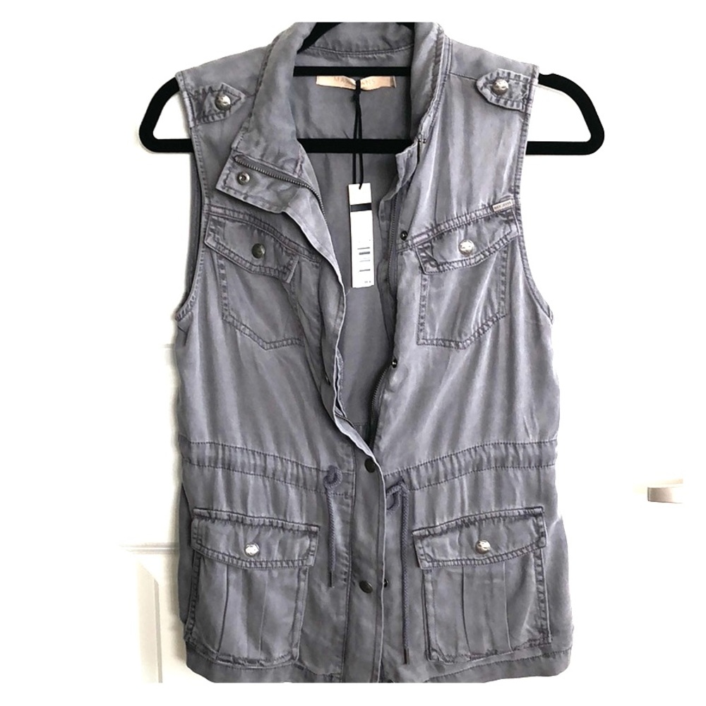 Distressed Sleeveless Military Jacket Vest